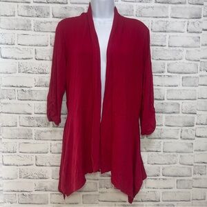 AB Studio Drapped Open Front 3/4 Cinched Sleeves Lightweight Cardigan Large